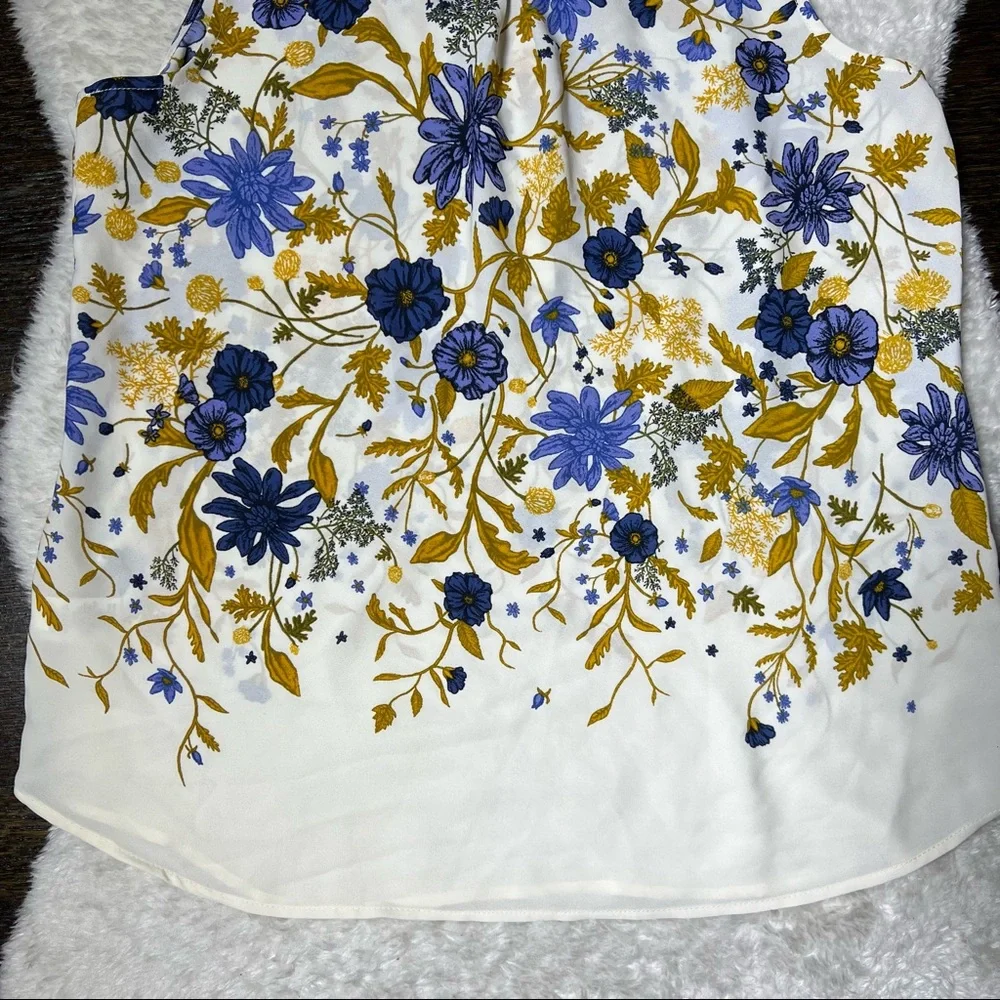 NWT Maurices Blue and Gold Floral Tank Top Blouse - Picture 7 of 11